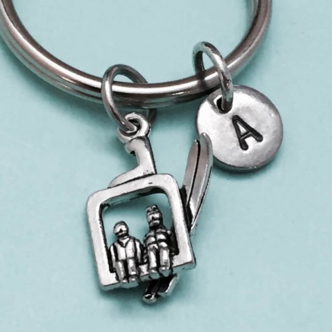 Ski Lift Keychain, Ski Lift Charm, Skiing Keychain, Personalized