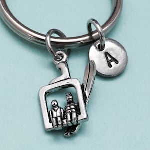 Ski lift keychain, ski lift charm, skiing keychain, personalized keychain, initial keychain, initial charm, monogram