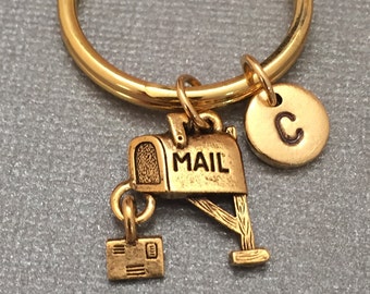 Porte-clés de boîte aux lettres, breloque de boîte aux lettres, porte-clé de courrier, porte-clé personnalisé, porte-clé initial, breloque initiale, personnalisé, monogramme