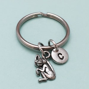 Monkey keychain, monkey charm, animal keychain, animal charm, personalized keychain, initial keychain, initial charm, monogram