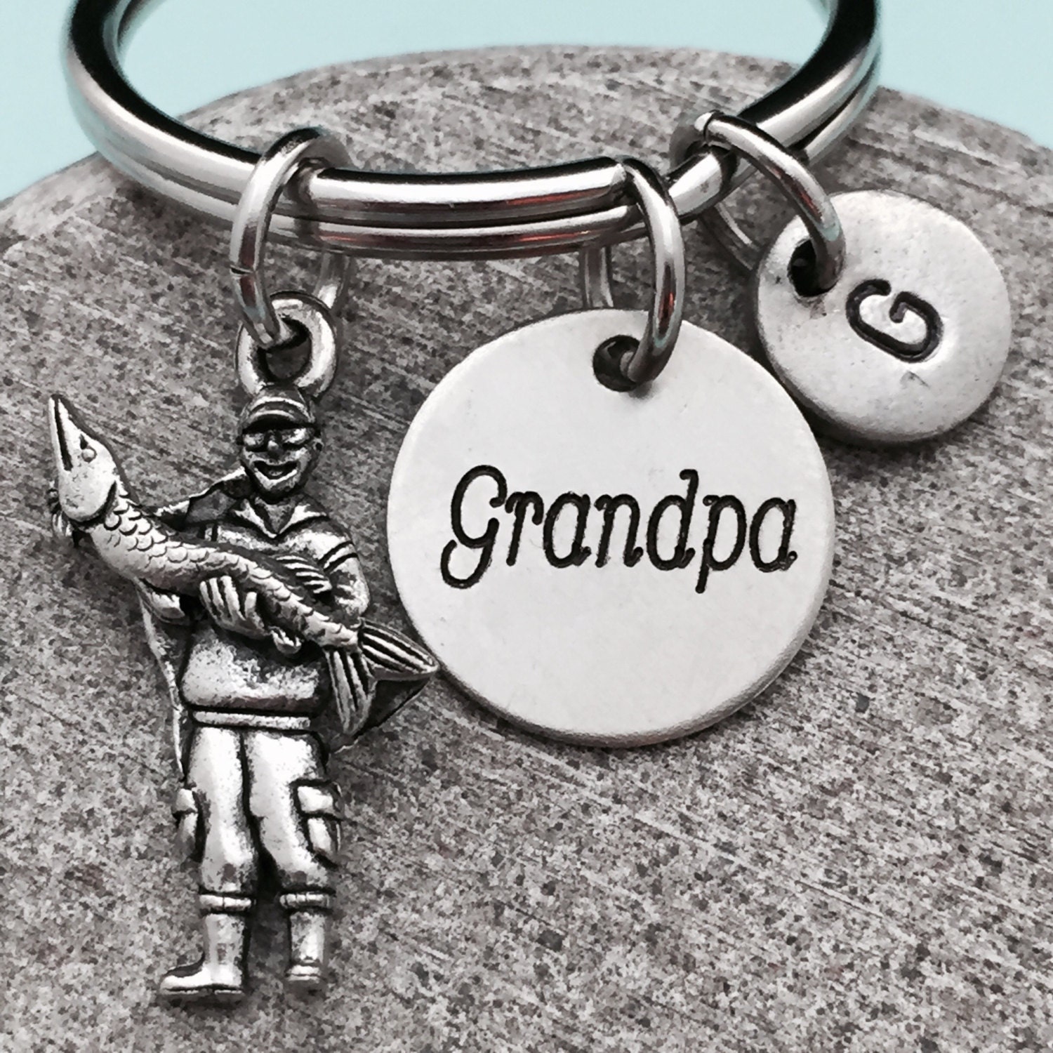 Father's Day Keychain Father's Day Charm Grandpa Etsy