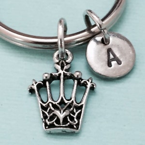 Crown keychain, crown charm, princess keychain, personalized keychain, initial keychain, initial charm, customized, monogram