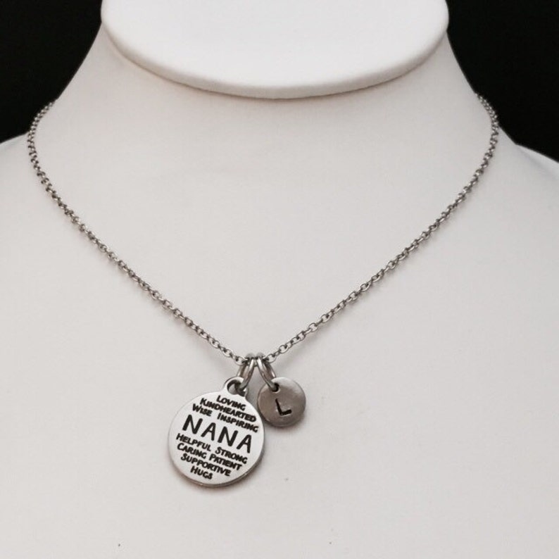 personalized necklace initial charm Nana necklace family necklace monogram initial necklace nana charm