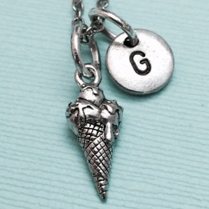 Ice cream charm necklace, ice cream jewelry, food necklace, personalized necklace, initial necklace, food jewelry, ice cream charm