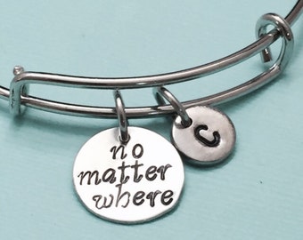 No matter where bangle, no matter where charm bracelet, expandable bangle, charm bangle, mother daughter, best friend bracelet, initial