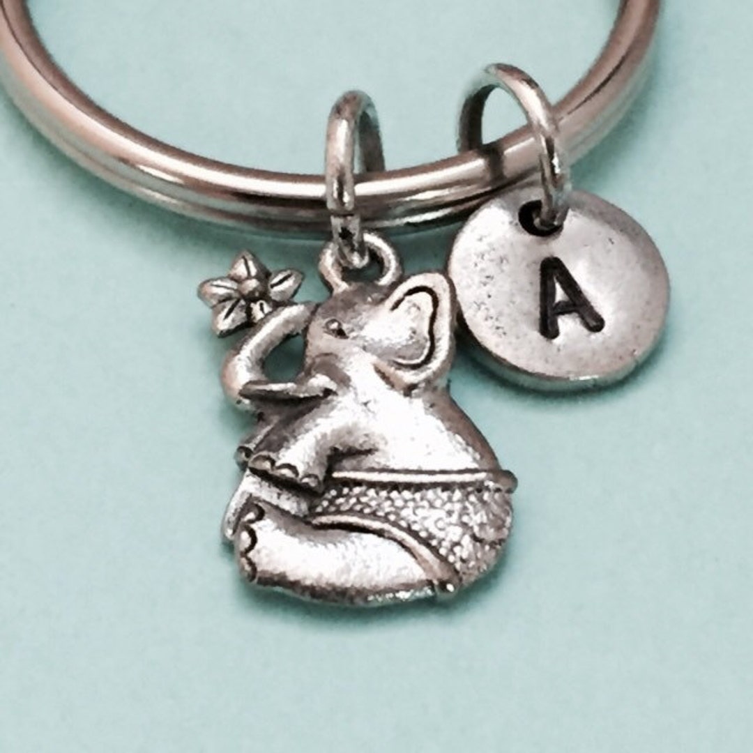Baby Elephant Keychain Baby Elephant Charm Animal Keychain Etsy