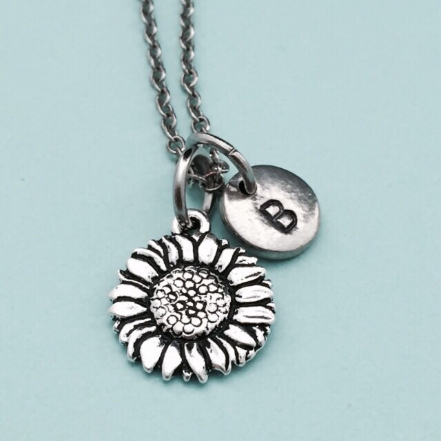 Sunflower Necklace Sunflower Charm Flower Necklace Etsy