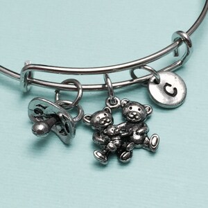 Baby bangle, baby charm bracelet, expandable bangle, charm bangle, personalized bracelet, initial bracelet, monogram