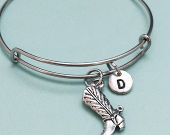 Bota campera brazalete pulsera cargador de vaquero, bota campera encanto, pulsera personalizada, brazalete extensible, inicial, monograma de encanto brazalete,