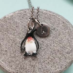 Pinguin Halskette, Pinguin Charm, Tier, personalisierte Collier, ursprünglichen Charme, erste Kette, Monogramm, Animal Schmuck, tierische Halskette
