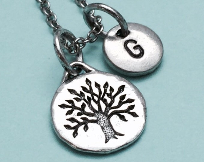 Tree of life necklace, tree of life charm, tree necklace, tree charm, personalized necklace, initial necklace, monogram, initial charm