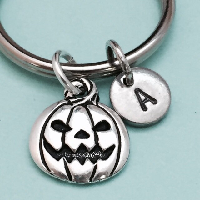 Pumpkin keychain, pumpkin charm, Halloween keychain, personalized keychain, initial keychain, initial charm, monogram