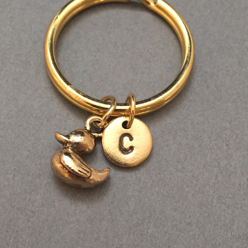 personalized keychain duck charm Duck keychain monogram initial keychain customized keychain duckling animal keychain initial charm