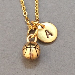 Basketball-Halskette, Basketball-Charme, Sport-Halskette, personalisierte Collier, anfängliche Halskette, ursprünglichen Charme, Monogramm, Sport Schmuck