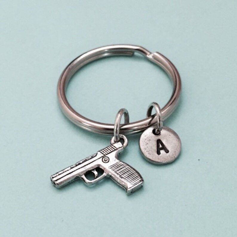 Gun Keychain Gun Charm Weapon Keychain Personalized Etsy