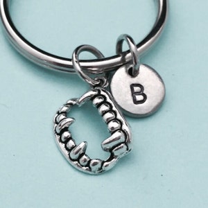 Vampire teeth keychain, vampire teeth charm, Halloween keychain, personalized keychain, initial keychain, customized keychain, monogram