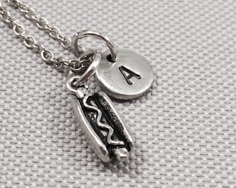 Collar de perrito caliente, dije de perrito caliente, collar de comida, dije de comida, collar personalizado, dije inicial, monograma, amiga, hermana, hija