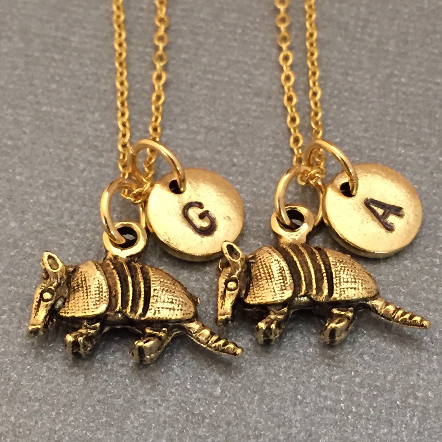 Best friend necklace, armadillo necklace, animal necklace, bff necklace, sister, friendship