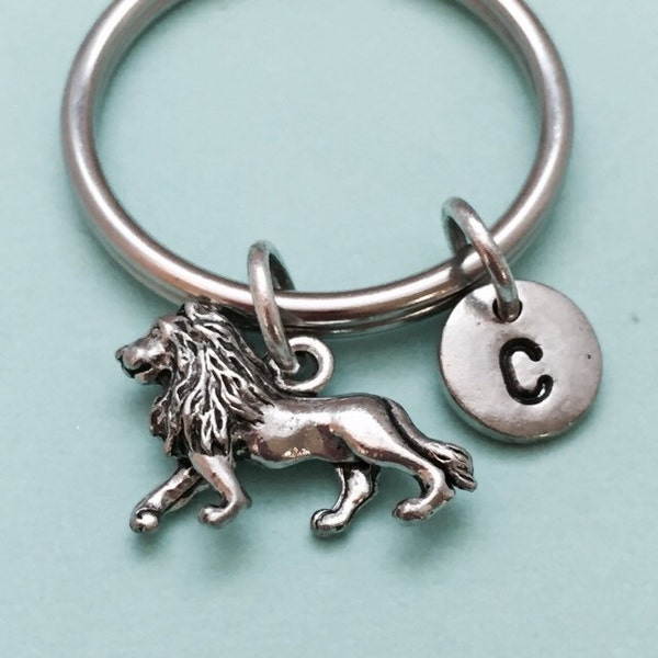 Lion keychain, lion charm, animal keychain, animal charm, safari animal, personalized keychain, initial keychain, initial charm, monogram