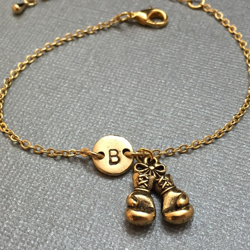 monogram adjustable bracelet sports boxing gloves charm Boxing gloves charm bracelet personalized bracelet initial bracelet