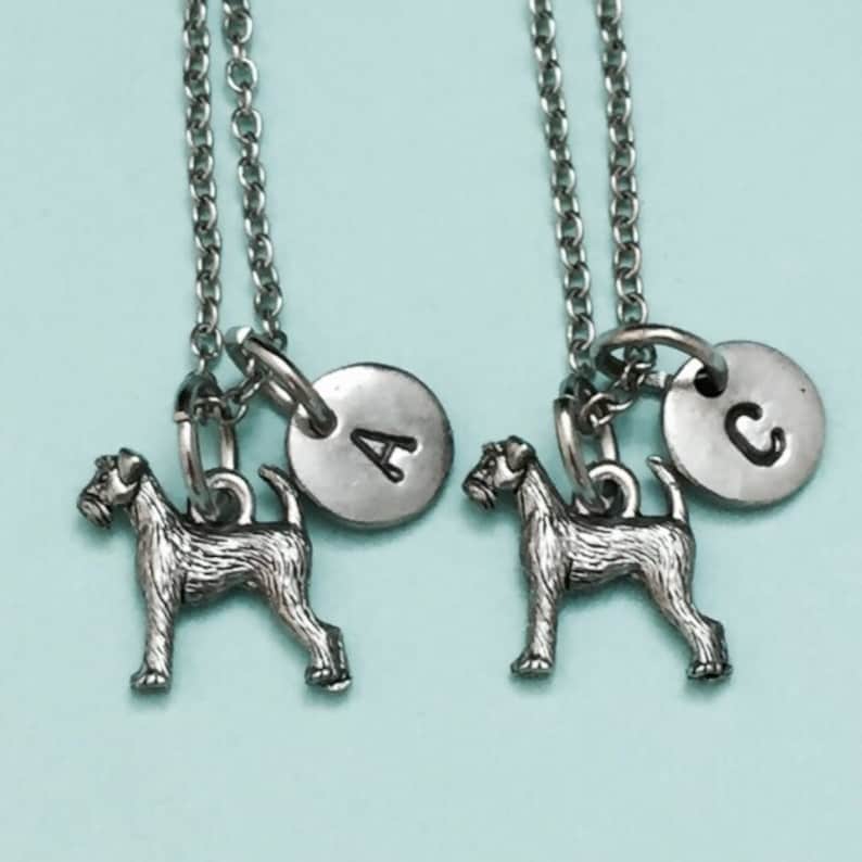 friendship jewelry airedale terrier charm animal jewelry Airedale terrier necklace bff necklace Best friend necklace initial necklace