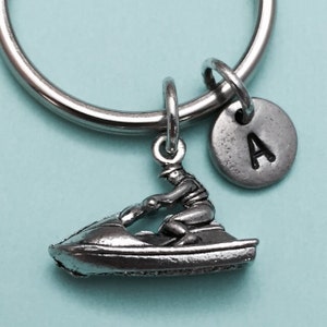 Jetski-sleutelhanger, jetski-charme, nautische sleutelhanger, gepersonaliseerde sleutelhanger, initiële sleutelhanger, initiële charme, aangepast, monogram
