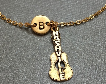 Pulsera de Nashville, Nashville encanto, pulsera ajustable, lugar, pulsera personalizada, pulsera inicial, Monograma