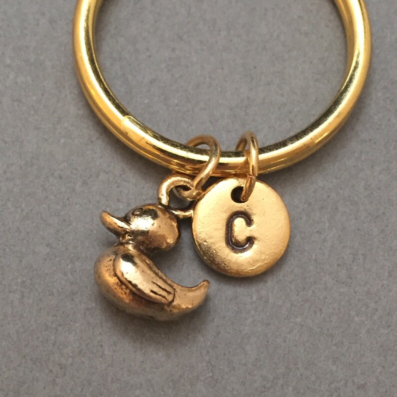 personalized keychain duck charm Duck keychain monogram initial keychain customized keychain duckling animal keychain initial charm