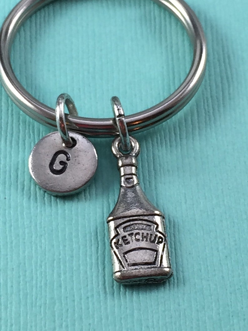 Ketchup Keychain Personalized Keychain Initial Keychain Etsy