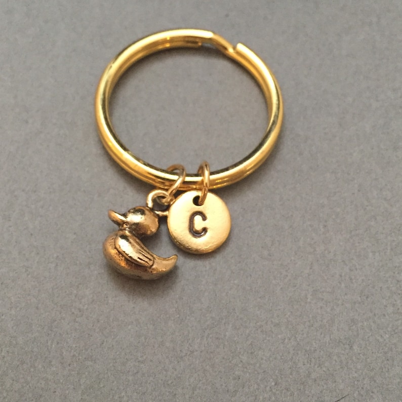 personalized keychain duck charm Duck keychain monogram initial keychain customized keychain duckling animal keychain initial charm