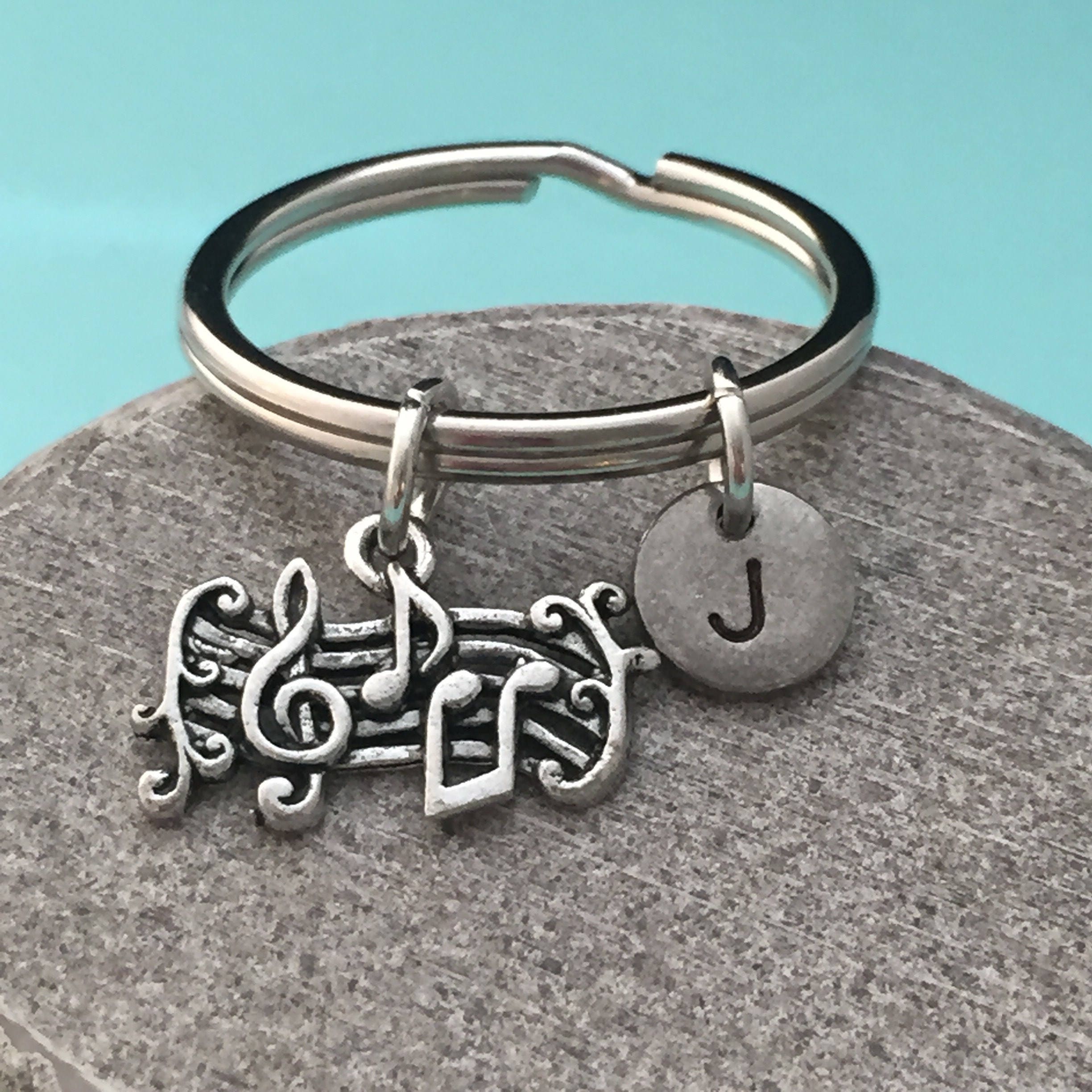 Music Notes Keychain, Music Notes Charm, Music Keychain, Personalized ...