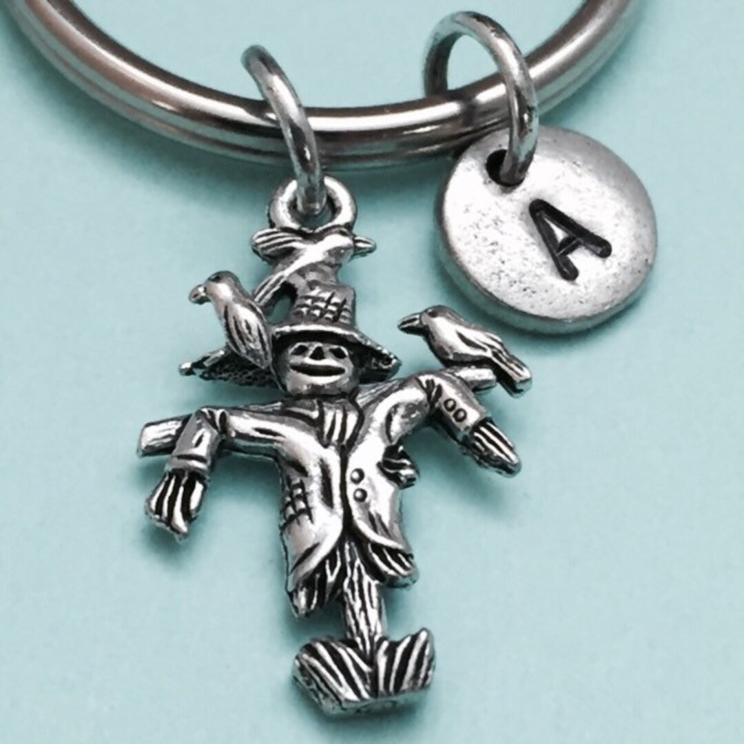 Scarecrow Keychain, Scarecrow Charm, Fall Keychain, Personalized ...