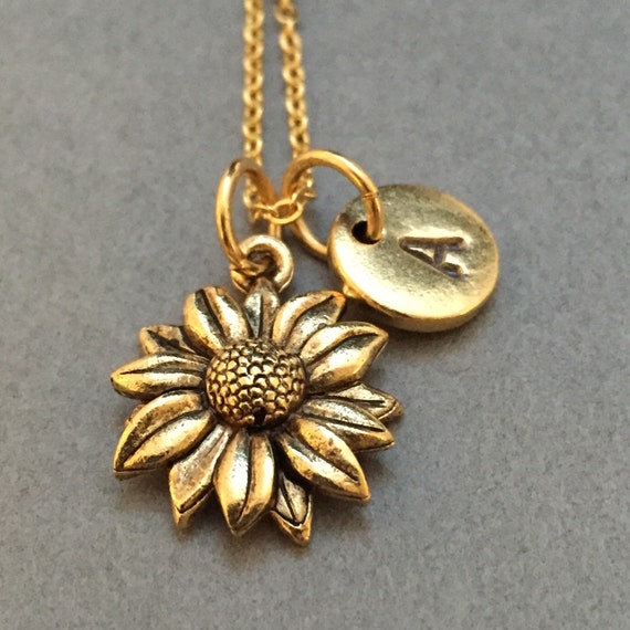 Sunflower Necklace Sunflower Charm Flower Necklace Personalized