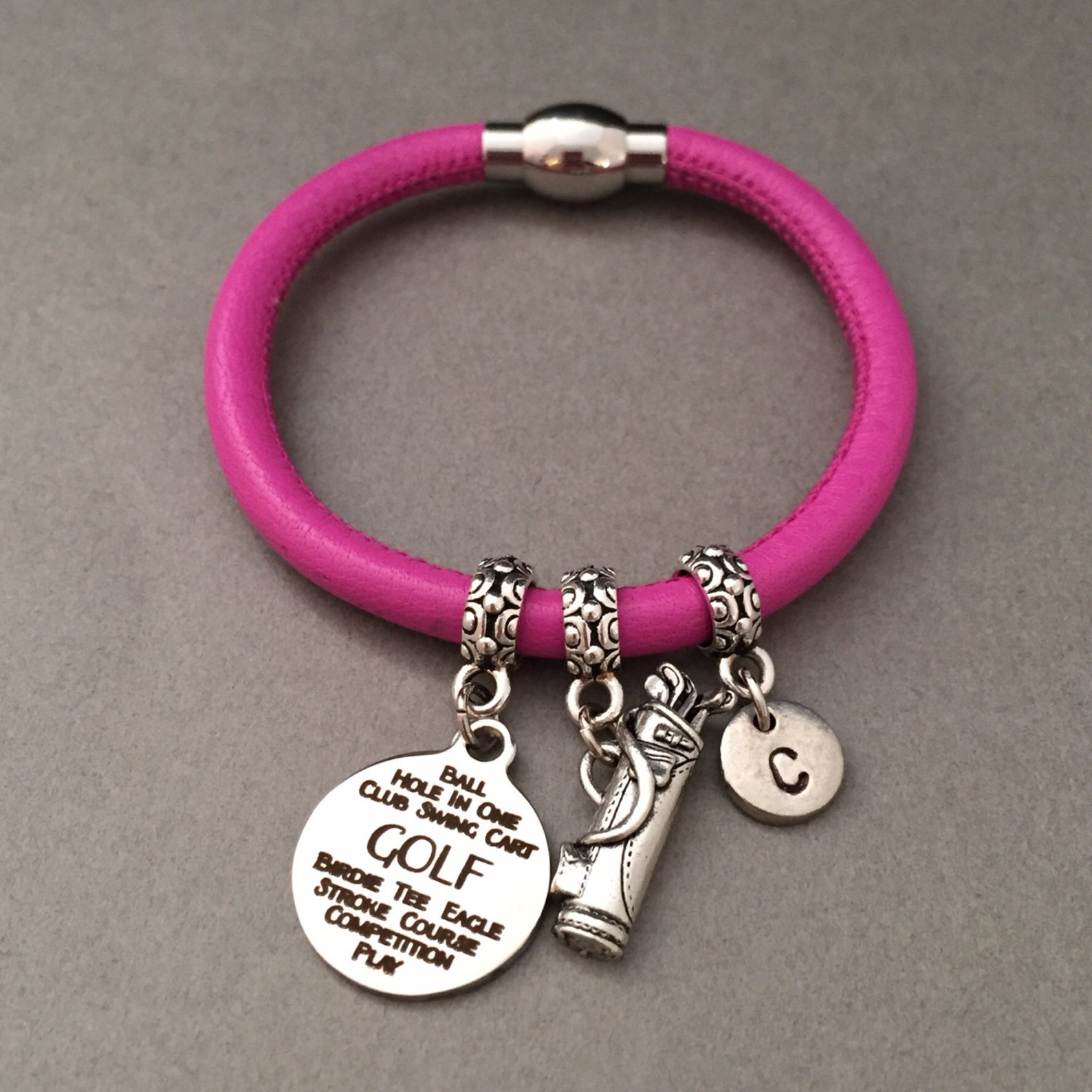 Golf Leather Bracelet Golf Charm Bracelet Leather Bangle Etsy UK