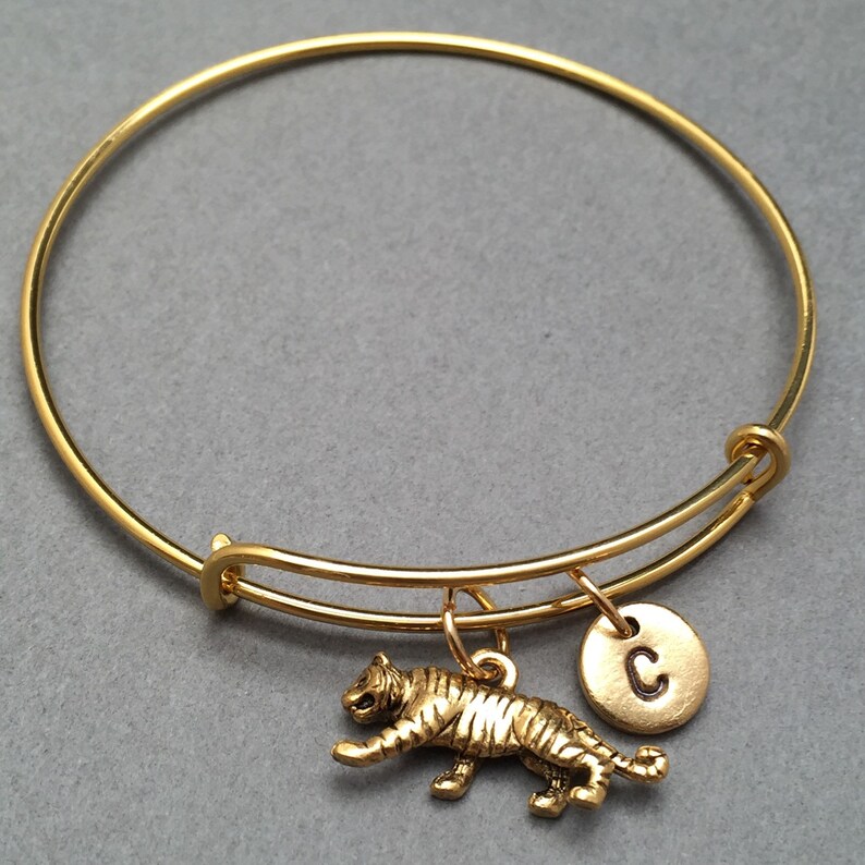 Tiger Bangle Tiger Charm Bracelet Expandable Bangle Charm Etsy