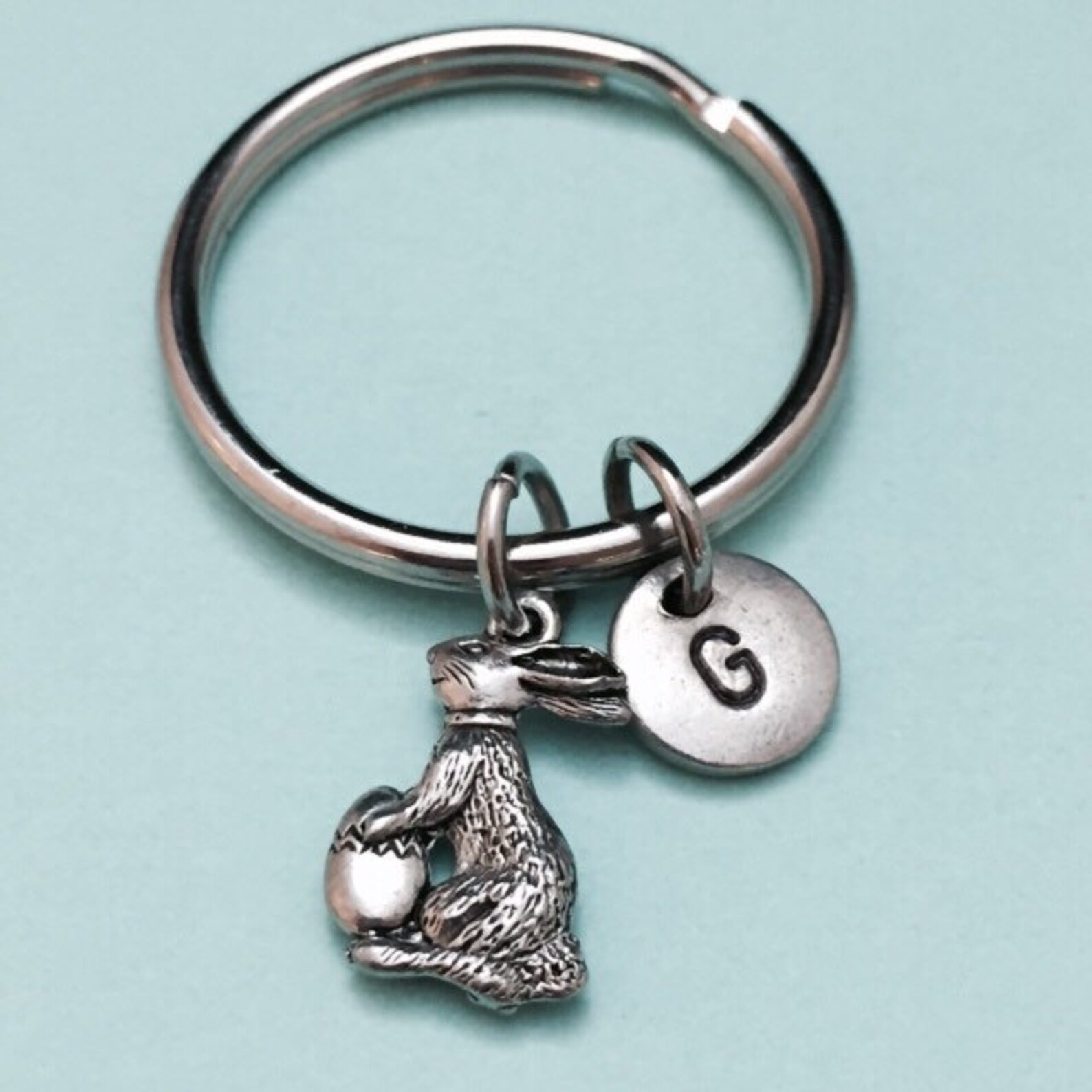 Bunny Keychain Bunny Charm Easter Keychain Personalized Etsy