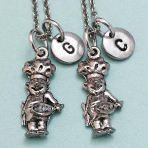 Best friend necklace, chef man necklace, ccooking necklace, bff necklace, sister, friendship jewelry, personalize, initial, monogram