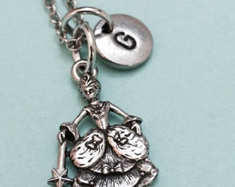 Fairy godmother necklace, fairy charm, princess necklace, personalized necklace, initial necklace, initial charm, monogram