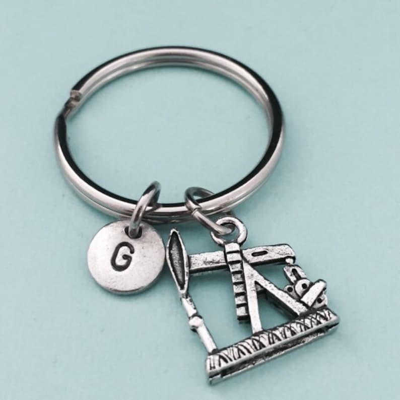 Oil Rig Keychain, Oil Rig Charm, Personalized Keychain, Initial ...