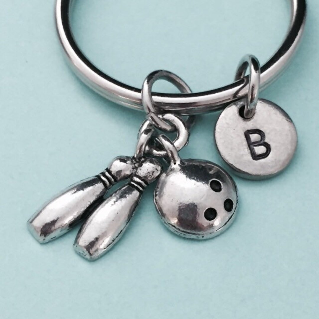Bowling Ball and Pin Keychain, Bowling Ball and Pin Charm, Sports
