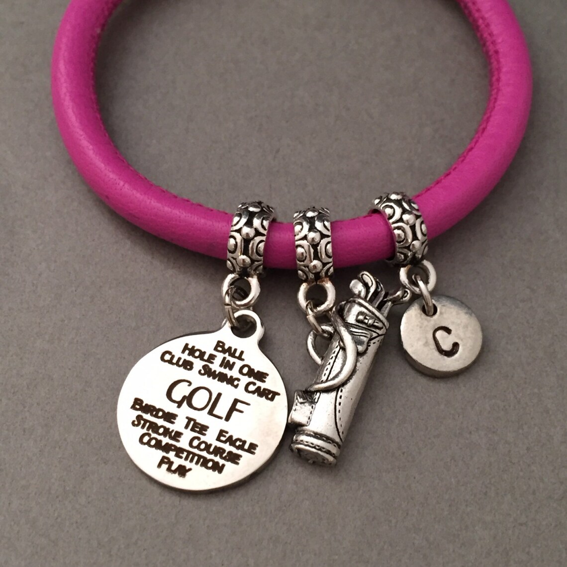 Golf Leather Bracelet Golf Charm Bracelet Leather Bangle Etsy UK