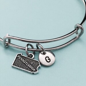 Pennsylvania bangle, Pennsylvania charm bracelet, expandable bangle, charm bangle, personalized bracelet, initial, monogram