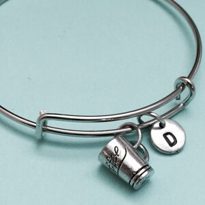 Coffee cup bangle, coffee cup charm bracelet, expandable bangle, charm bangle, personalized bracelet, initial bracelet, monogram