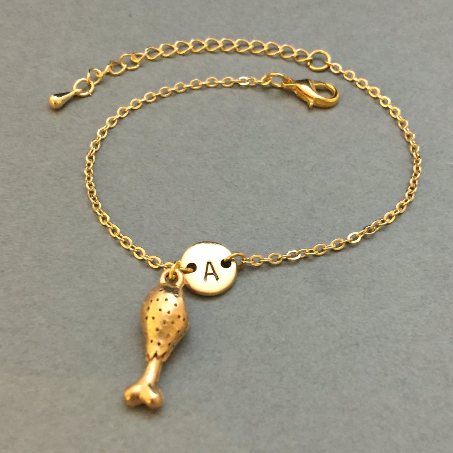 Turkey leg charm bracelet, turkey leg charm, adjustable bracelet, food