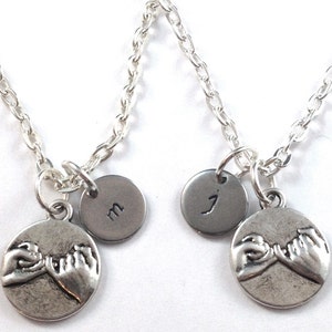 Gift for best friends, initial best friend necklace set, pinky promise necklace, best friend jewelry bff, personalized necklace