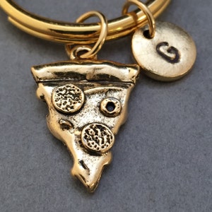Pizza keychain, pizza charm, food keychain, personalized keychain, initial keychain, initial charm, customized, monogram