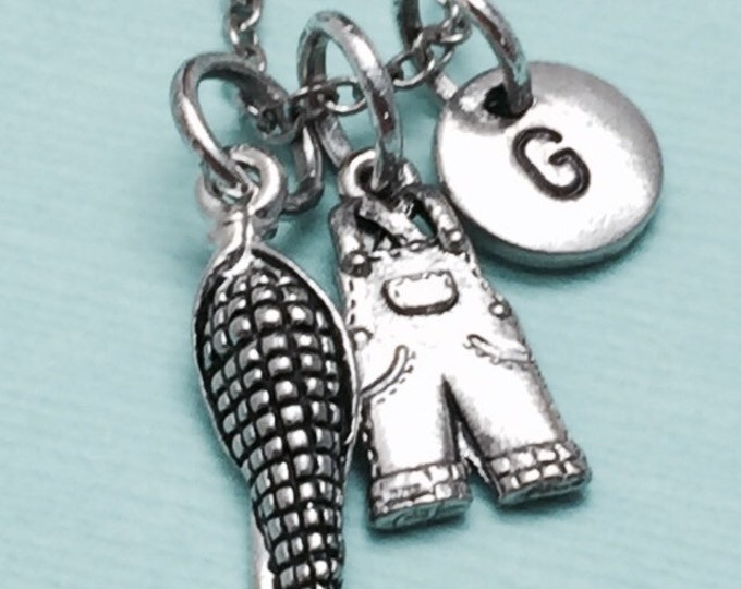 Farming necklace, farming charm, theme necklace, personalized necklace, initial necklace, initial charm, monogram