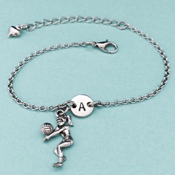 Volleyball player charm bracelet, volleyball player charm, adjustable  bracelet, sports, personalized bracelet, initial bracelet, monogram
