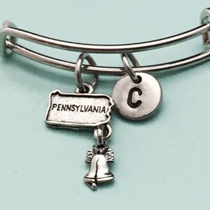 Pennsylvania bangle, Pennsylvania charm bracelet, expandable bangle, charm bangle, personalized bracelet, initial bracelet, monogram