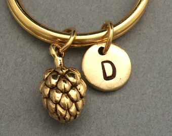 Artichoke Keychain, Artichoke Key Ring, Initial Keychain